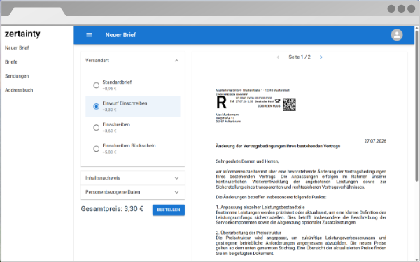 Druck, Frankierung & Versand